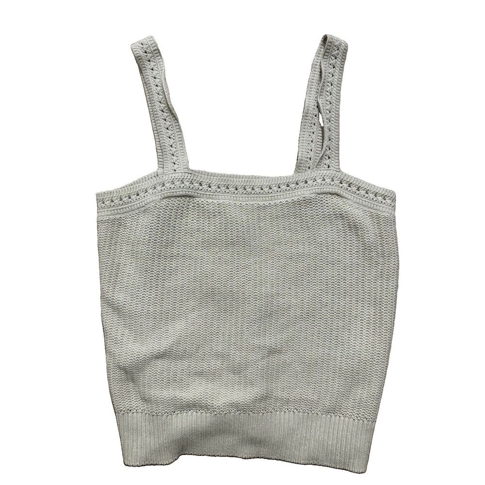 Banana Republic Crochet Tank Top Sz XS Beige Cotton Oversized Square Neck Boho